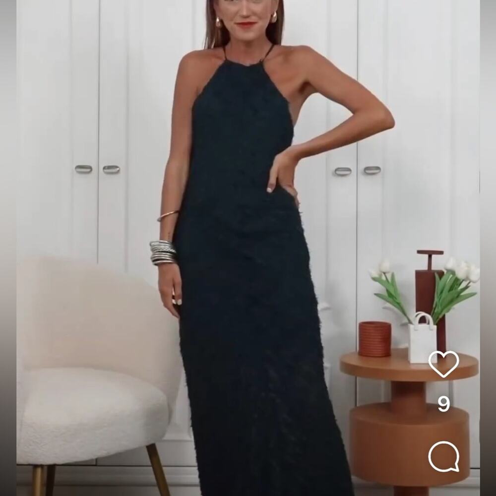 ZARA HALTER DRESS WITH FRINGE